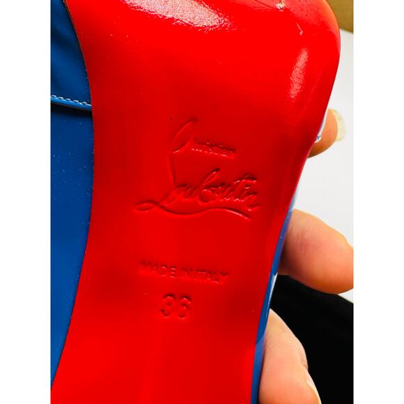 CHRISTIAN LOUBOUTIN Classic Patent Blue Shelley 90 Pumps size EU 36 - Picture 6 of 11